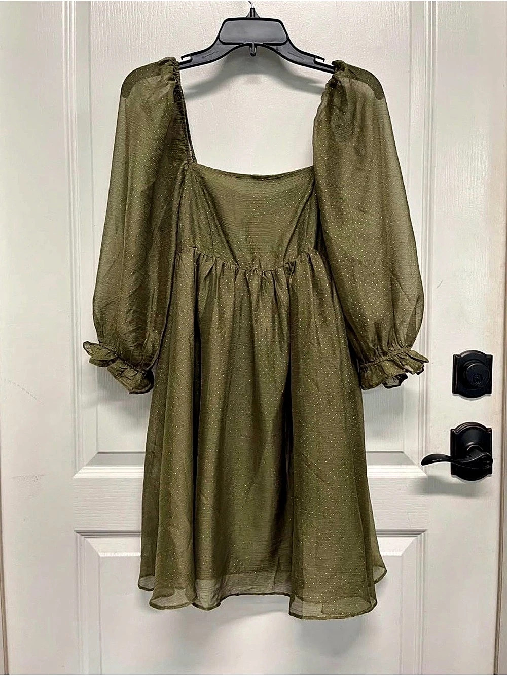 Fab’rik Green Gold Dot Dress Size Medium Like New